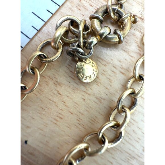 J Crew Brulee Peach/Pink Necklace Aurora Borealis Rhinestones Gold Tone Sparkly - Picture 3 of 10